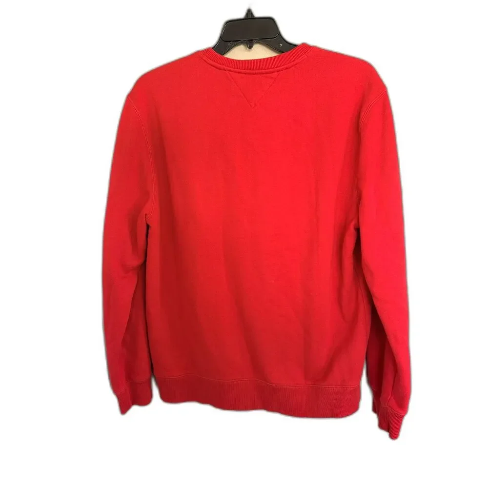 Tommy Hilfiger Men's XL Red Crewneck Sweatshirt Fleece Pullover Embroidered Logo